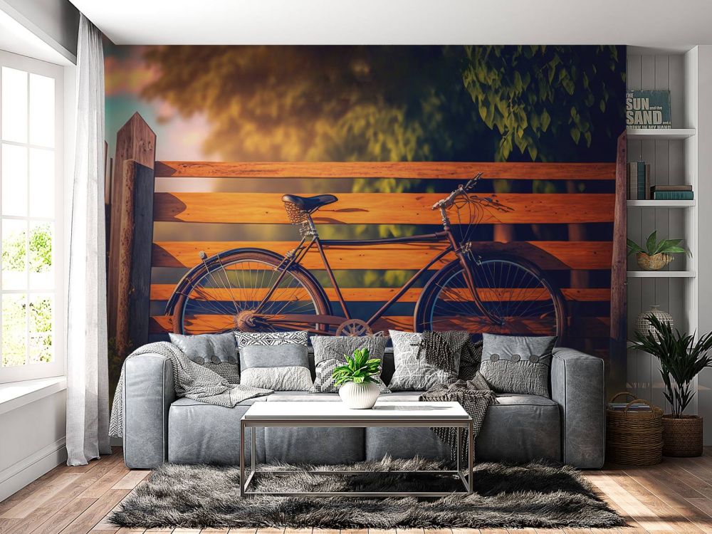 Fiets bij een houten hek
