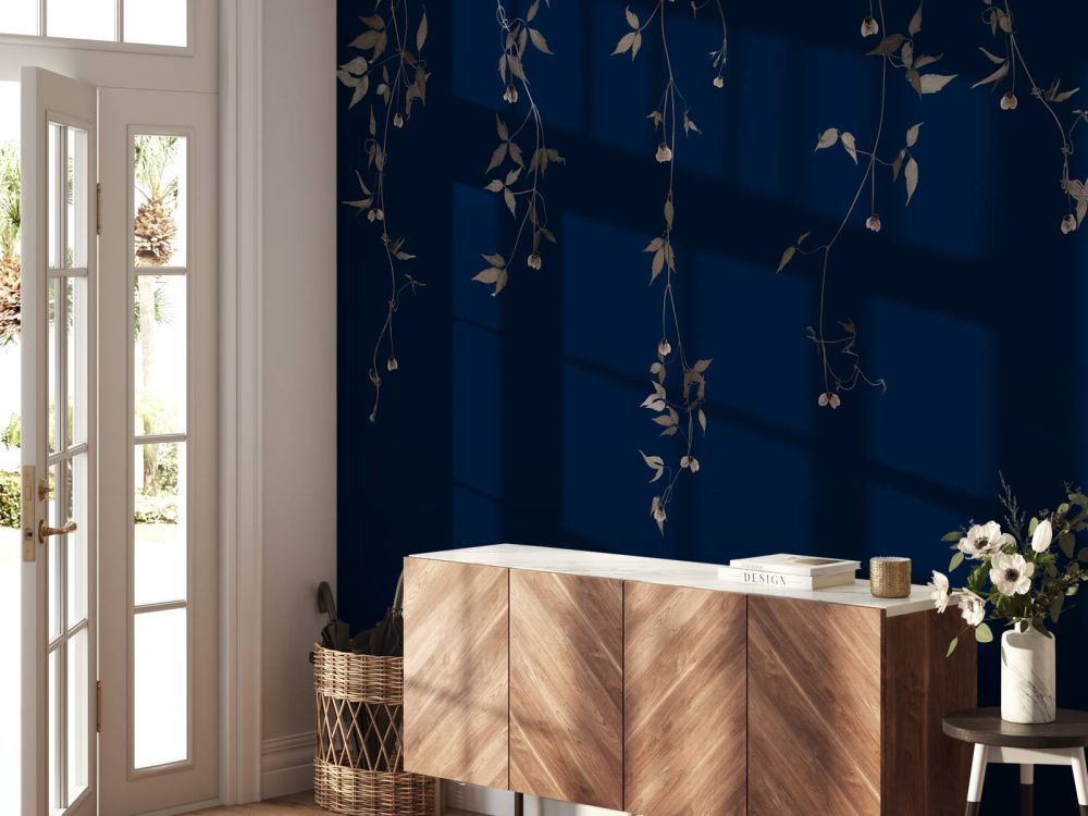 Clematis twijgen op midnight blue