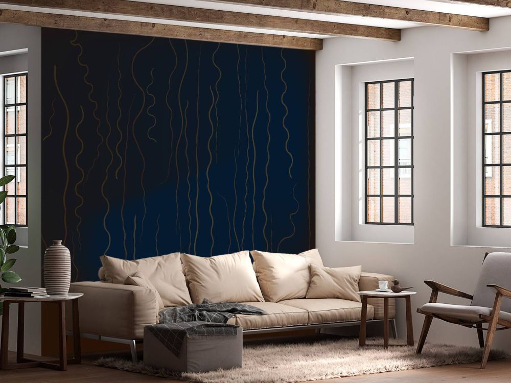 Organische lijnen gras midnight blue