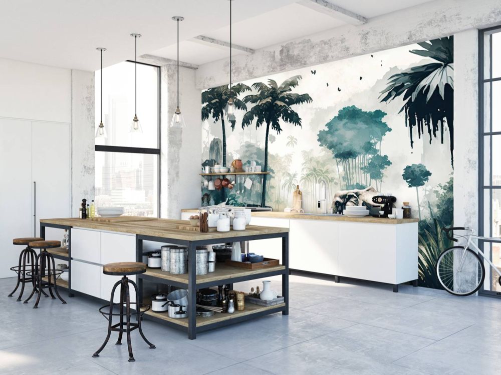 Tropische jungle in aquarel stijl