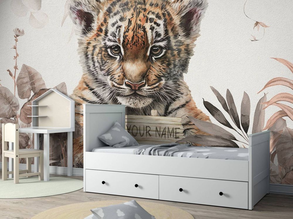 Schattige tijger met planten taupe