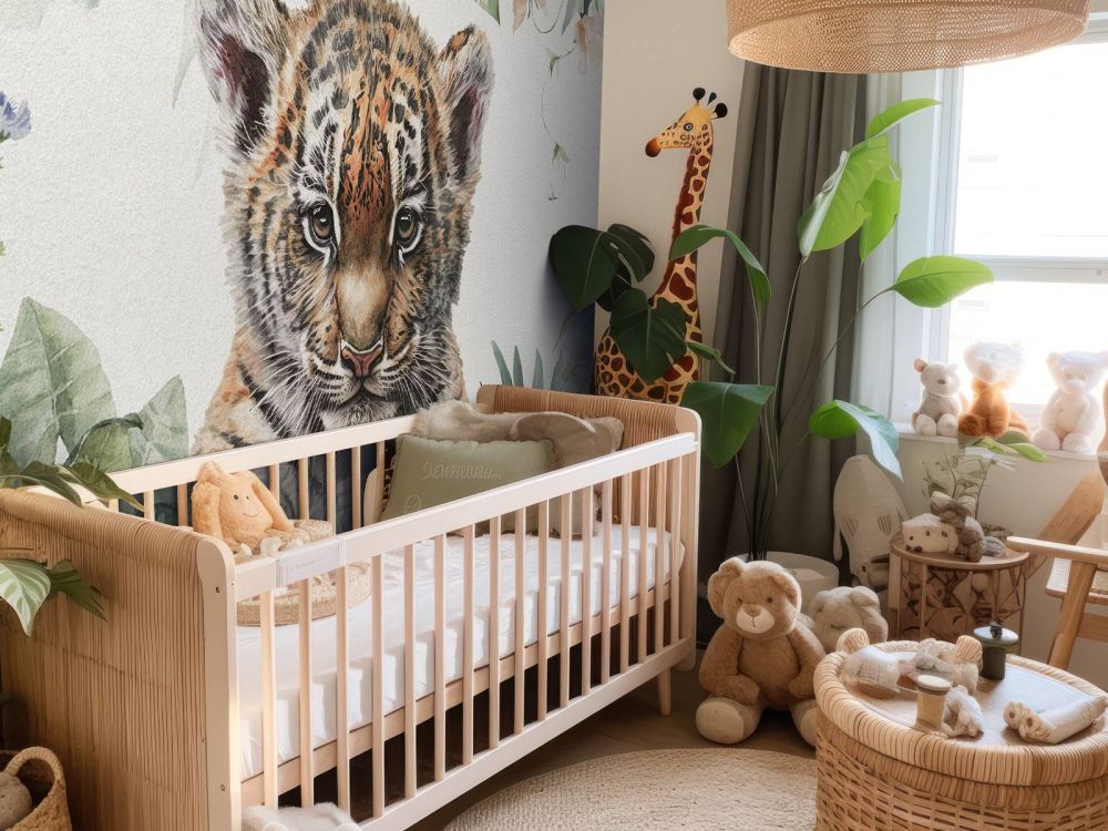 Schattige tijger met planten