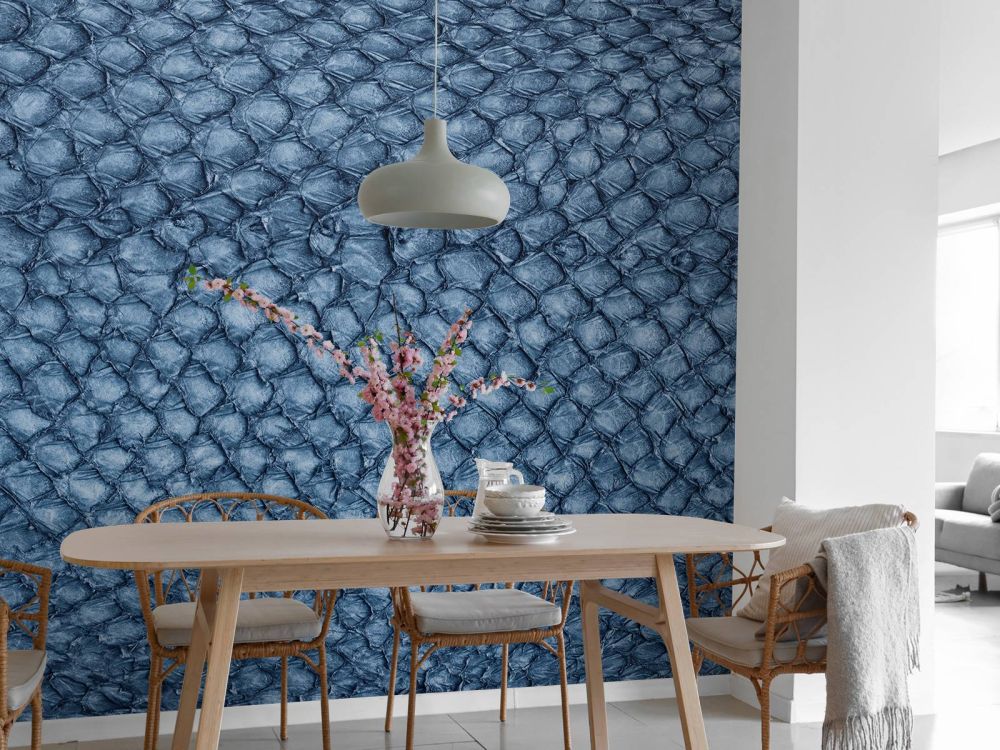 Zalmhuid structuur in blauw