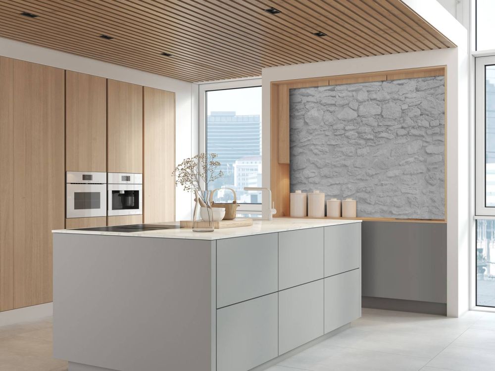 Lichte muur met grove stenen
