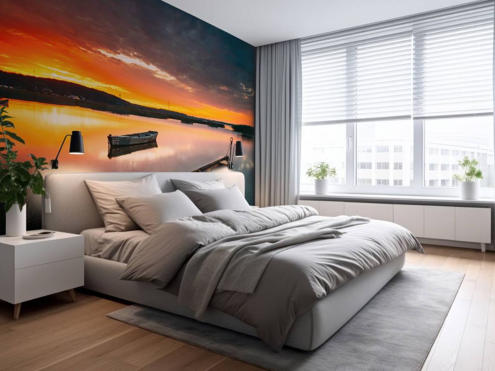 Boten met zonsondergang