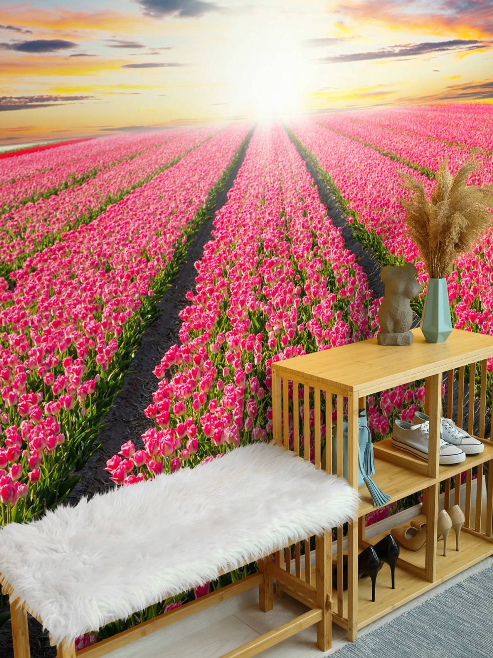 Tulpen met opkomende zon