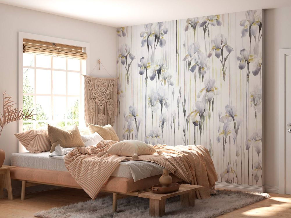 Irises and Stripes Seamless Gray