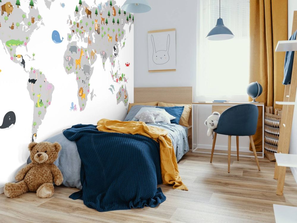 Wereldkaart voor kinderen met witte achtergrond