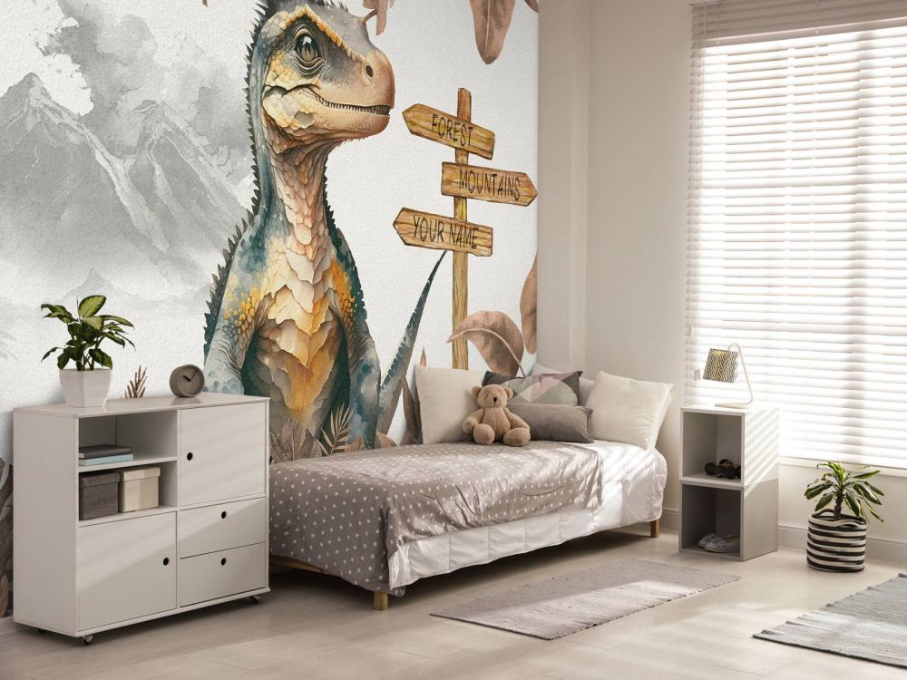 Baby velociraptor in de jungle taupe