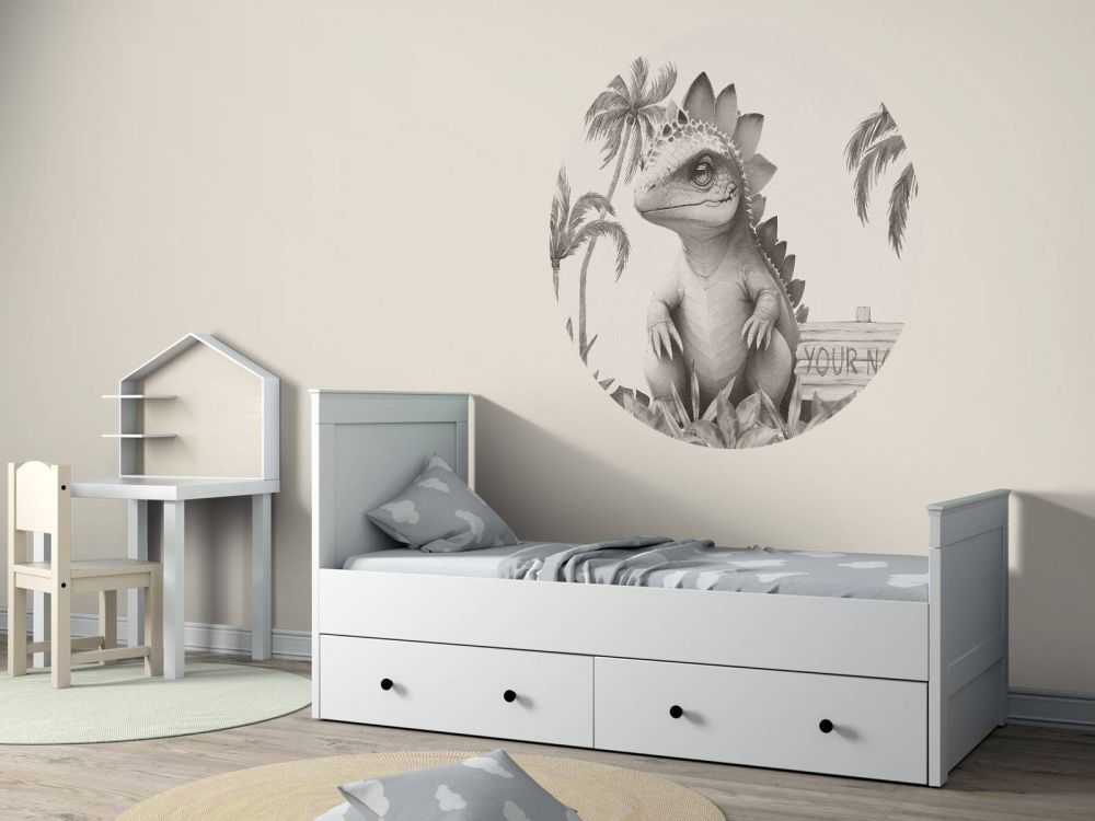Baby stegosaurus in de jungle beige