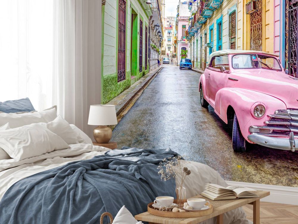 Roze vintage auto