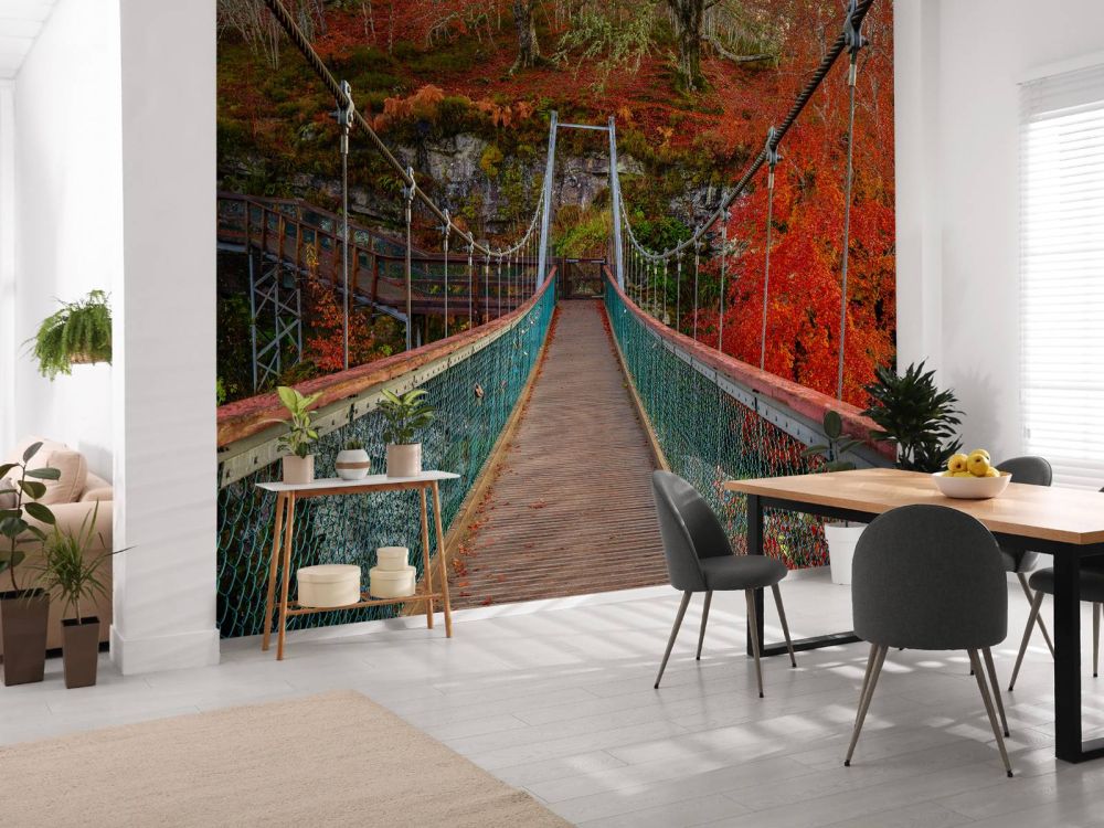 Brug in herfstige omgeving