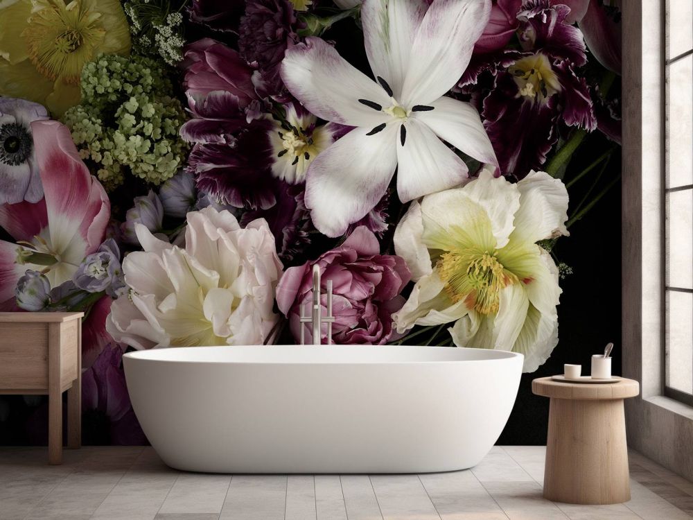 Kleurrijke bloemen donker