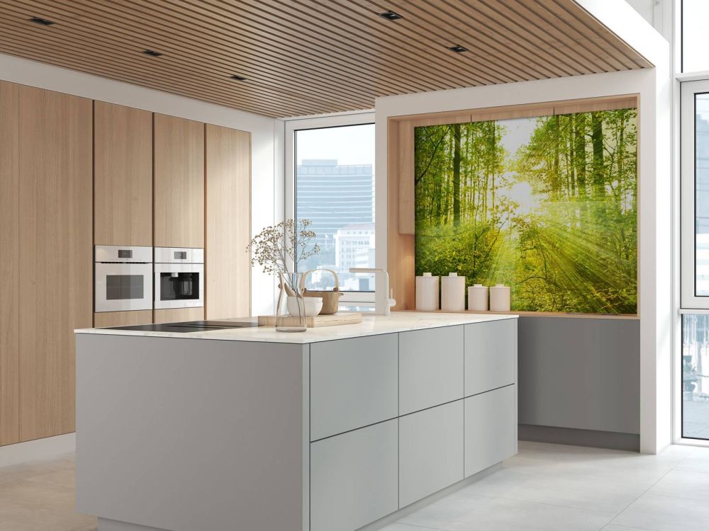 Zonnestralen in een groen bos