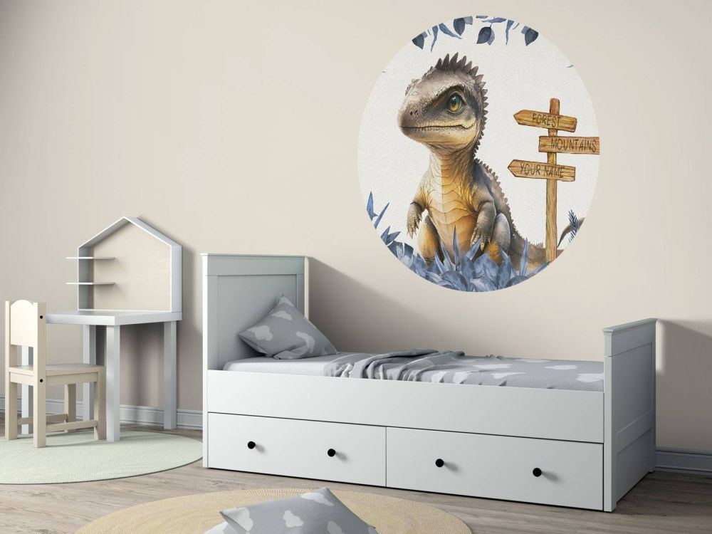 Baby spinosaurus in de jungle blauw