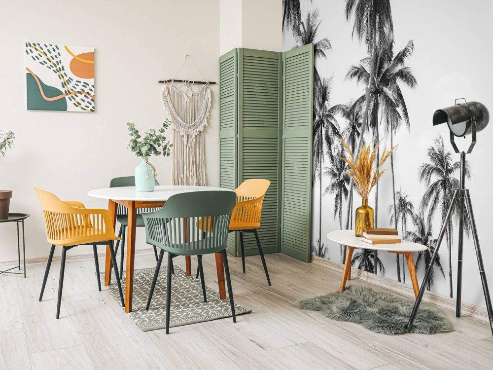Palmbomen in zwart-wit