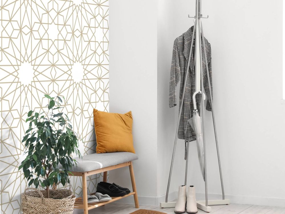 Geometrische bloemen, wit