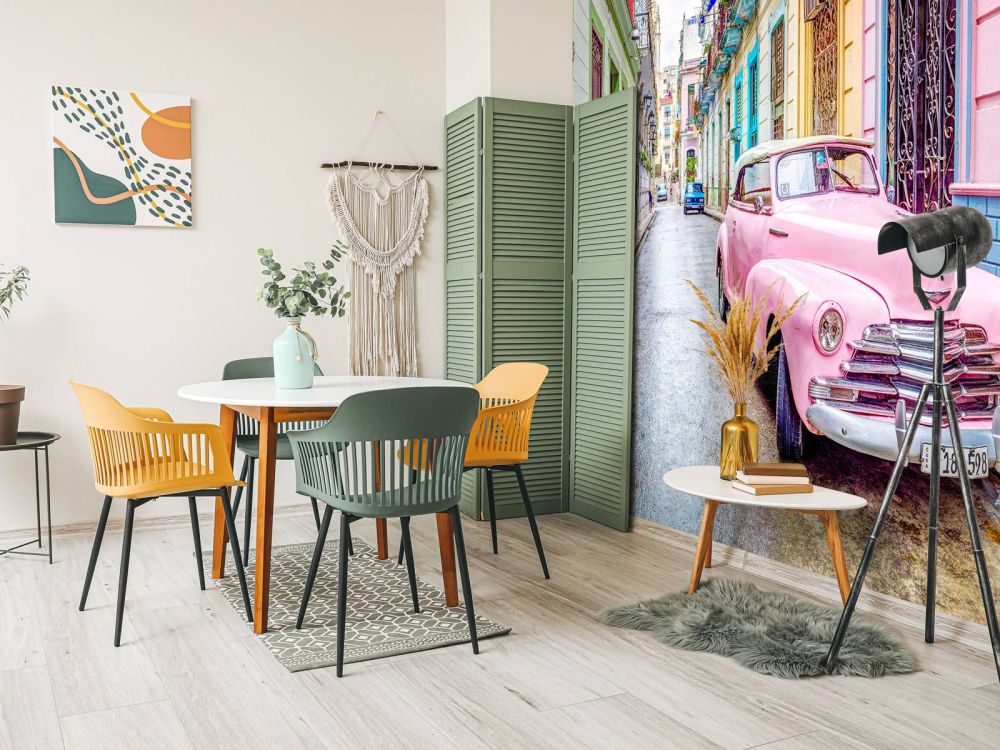Roze vintage auto