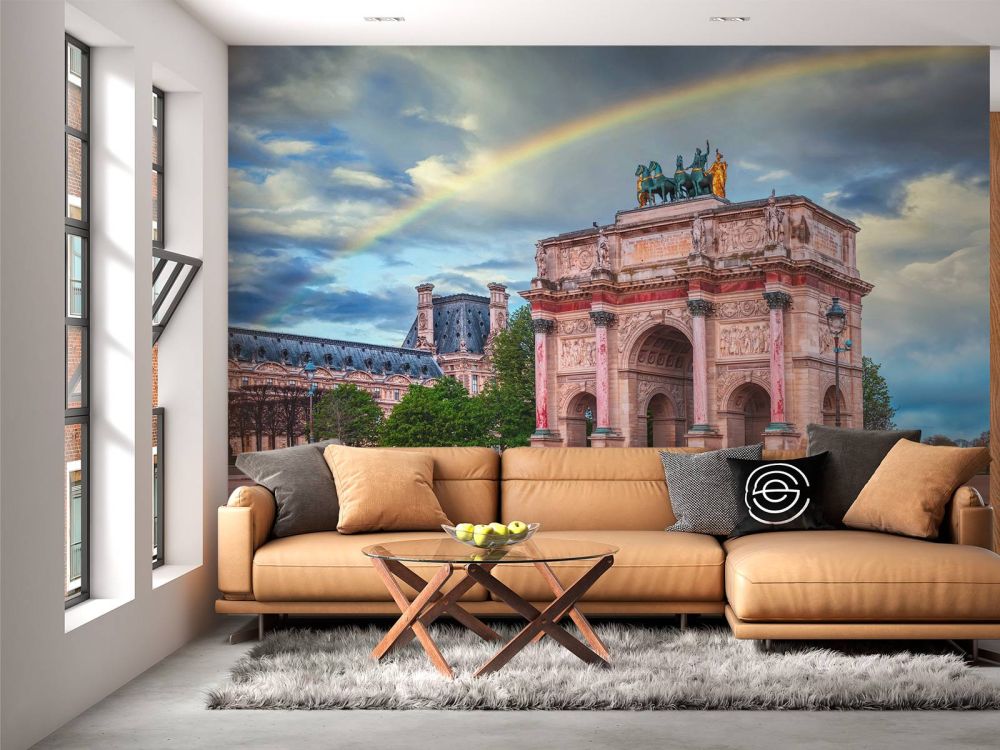 Regenboog bij Arc de Triomphe