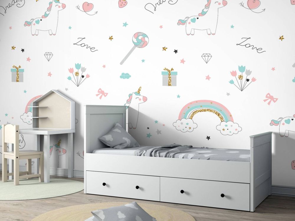 Eenhoorns, regenbogen en glitters