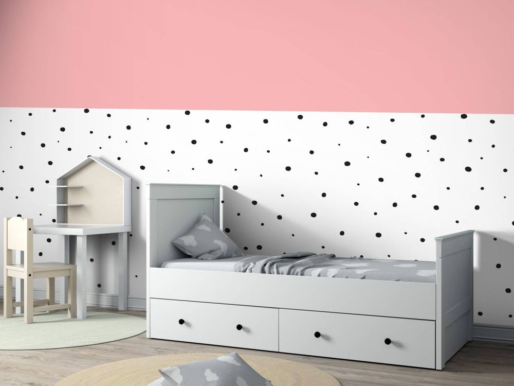 Roze en witte vlakken met zwarte stipjes