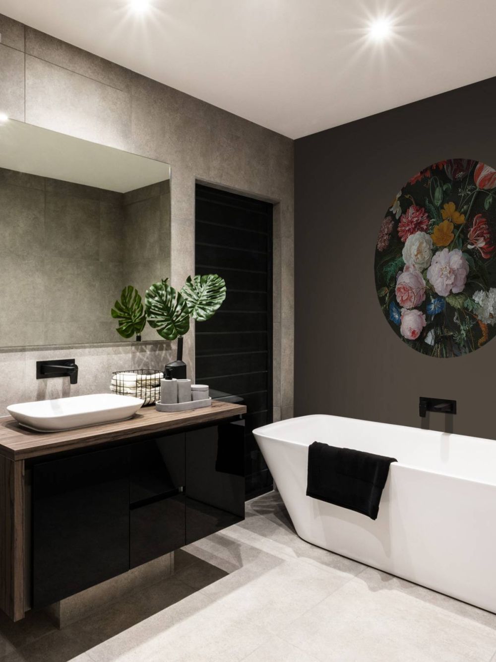 Stilleven met bloemen in een glazen vaas