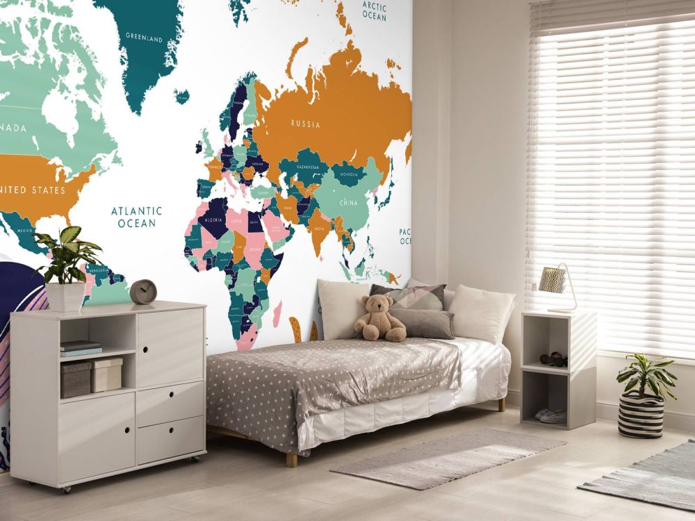 Wereldkaart met oceaan dieren