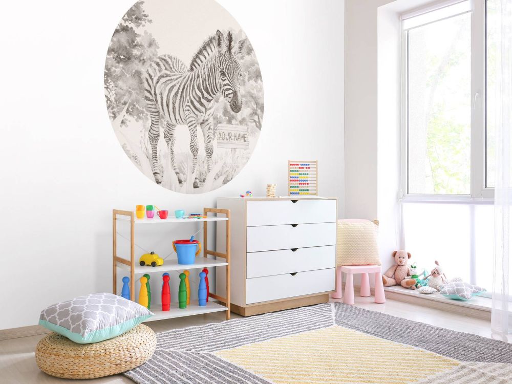 Jonge zebra in de natuur beige