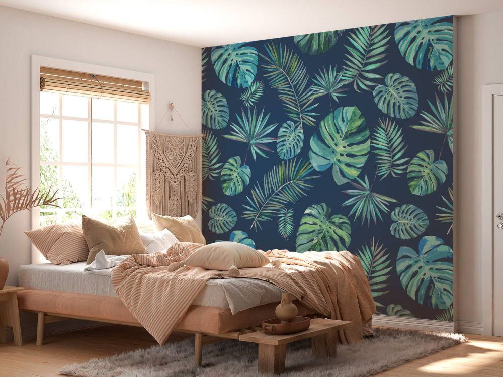 Palmbladeren en monstera