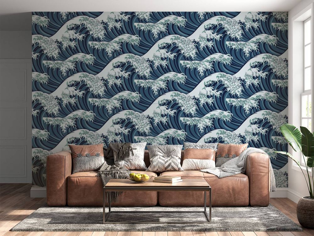 Blauwe wilde golven