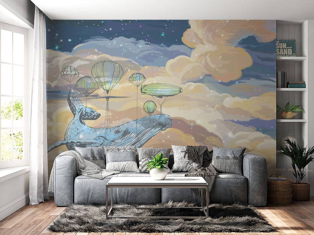 Walvis met zijn luchtballonnen