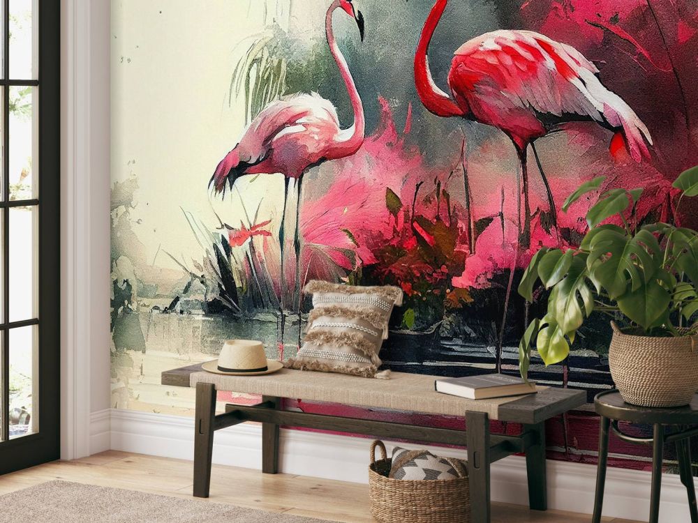 Karmijnrode Flamingo Schets