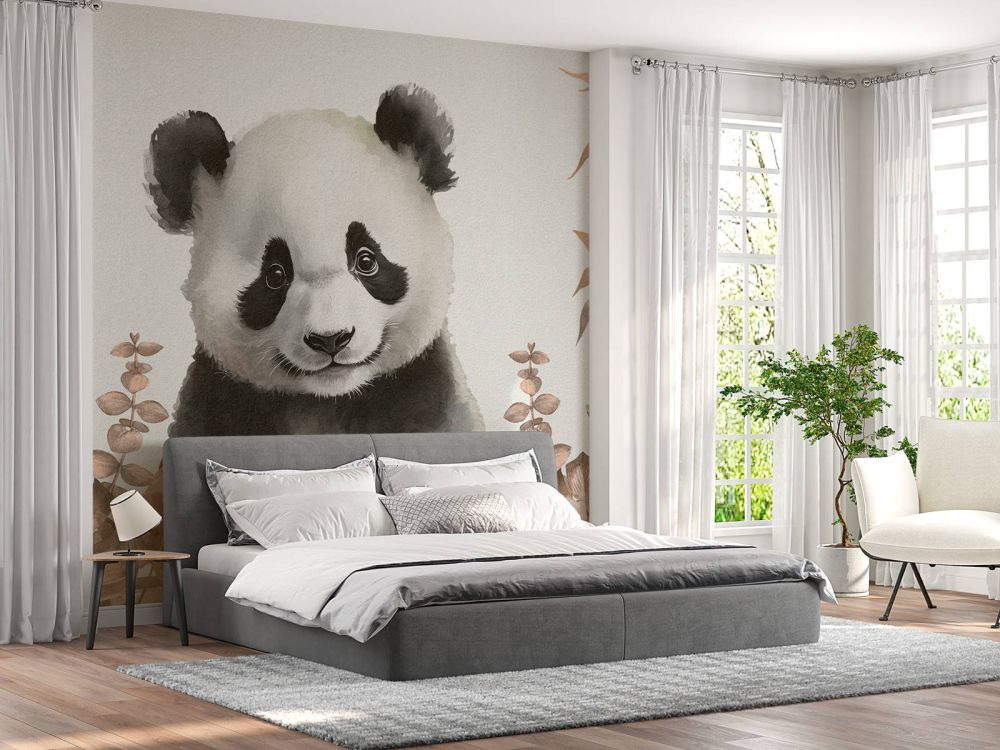 Baby panda in de jungle taupe