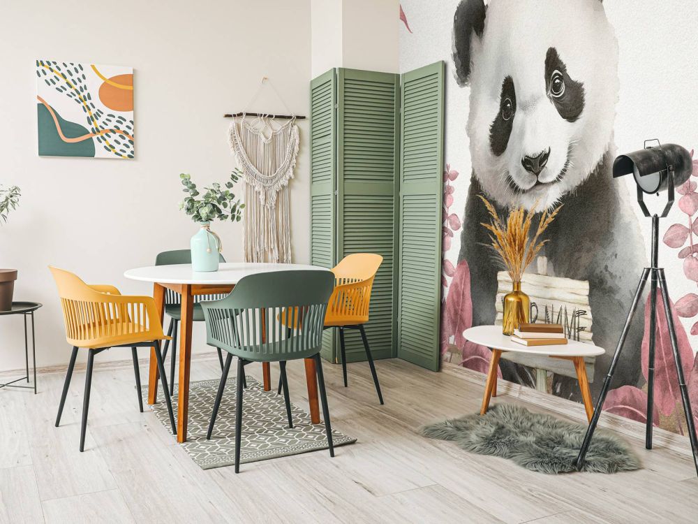 Baby panda in de jungle roze