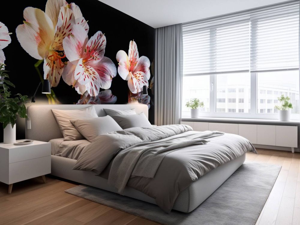 Alstroemeria bloemen met reflectie