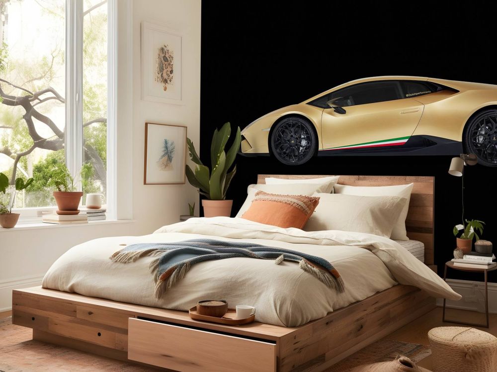 Lamborghini Huracán - Zijkant, zwart