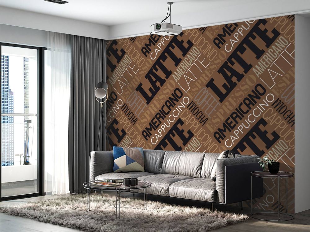 Behang met koffie teksten