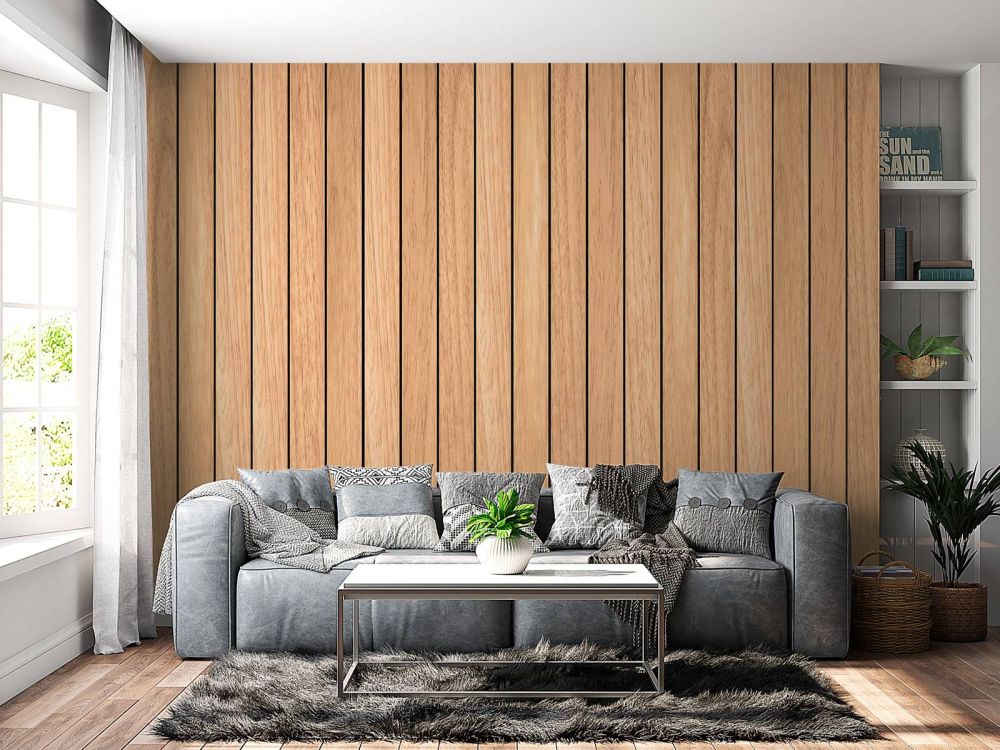 Lichte verticale houten planken
