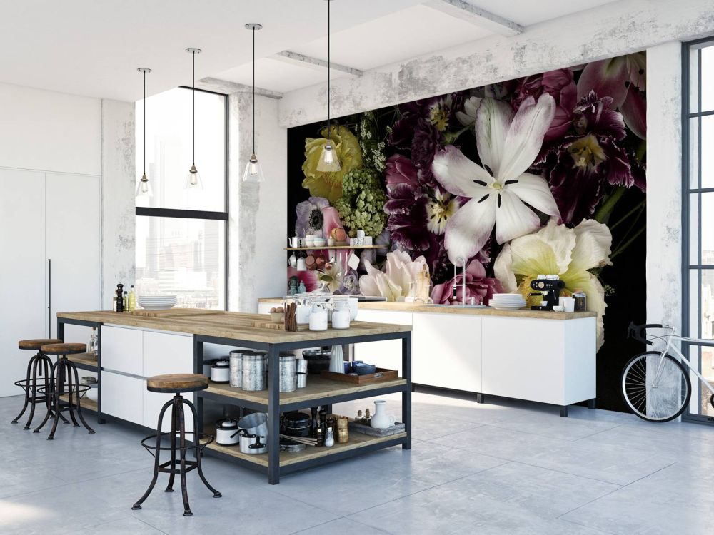 Kleurrijke bloemen donker