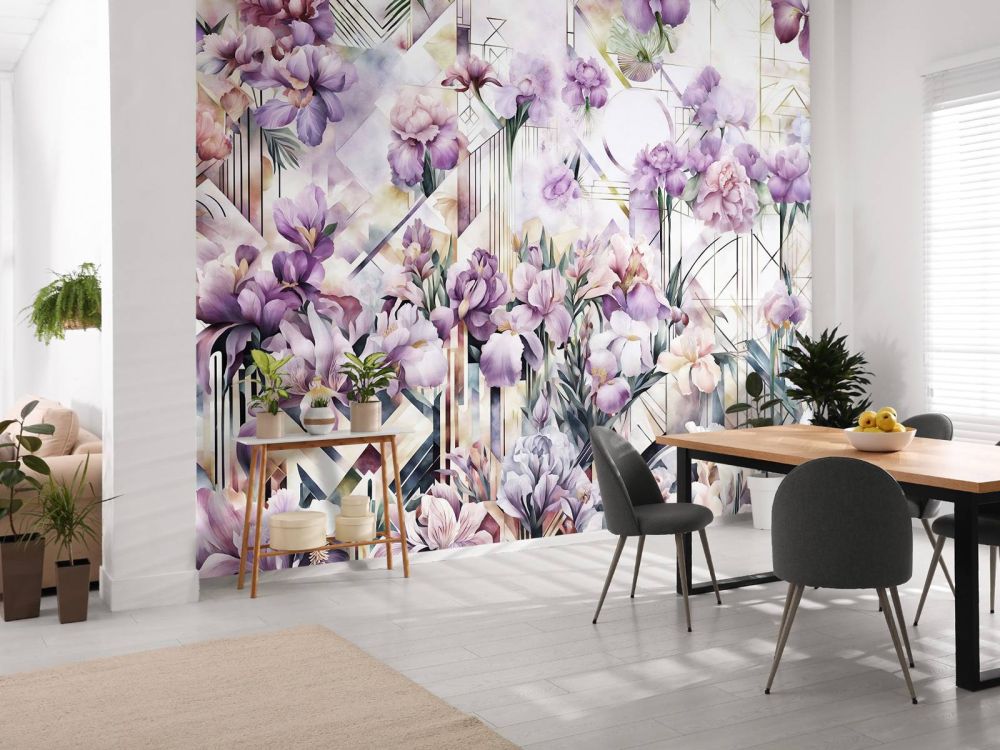 Huge Watercolor Irises Purple
