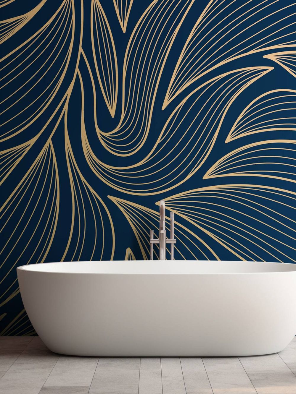 Art deco bloemen blauw