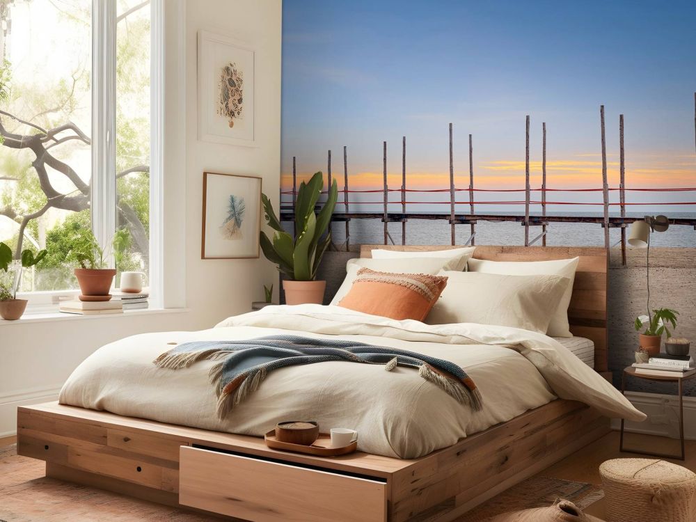 Lange steiger met houten palen