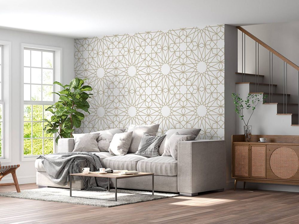 Geometrische bloemen, wit