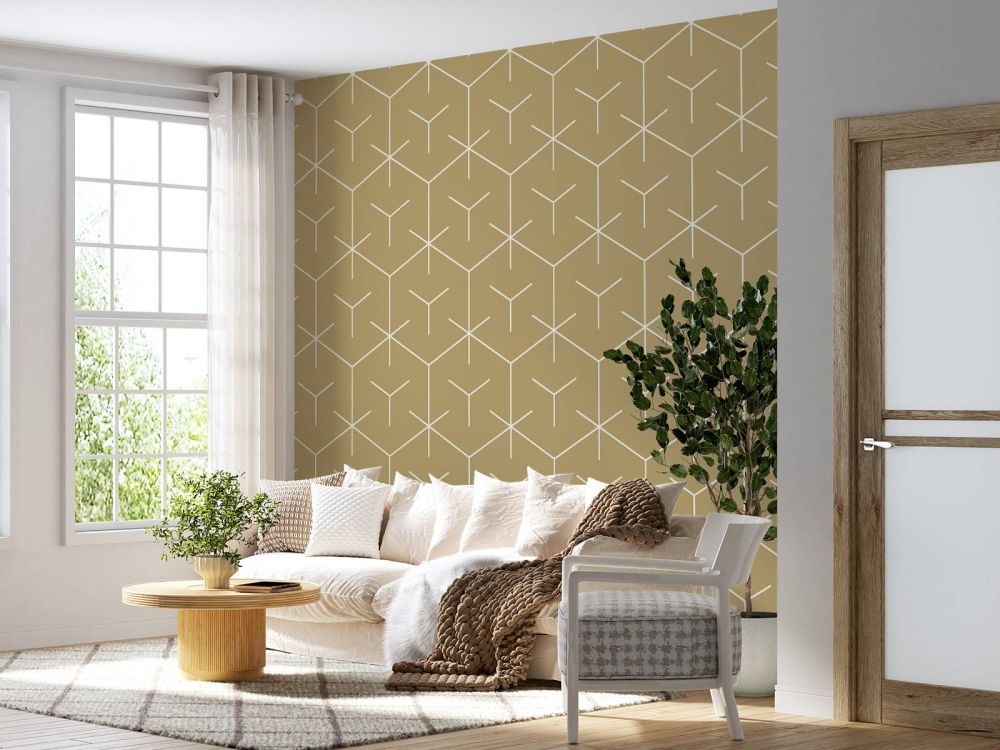 Geometrische hexagons, goud