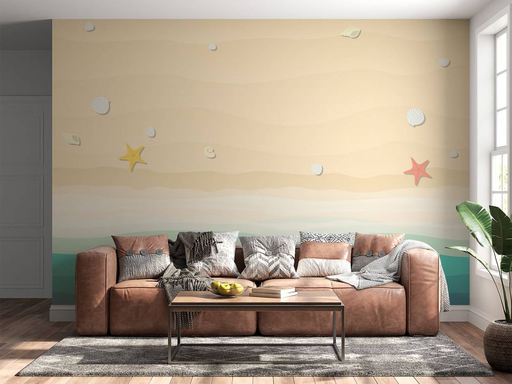 Tekening van een strand