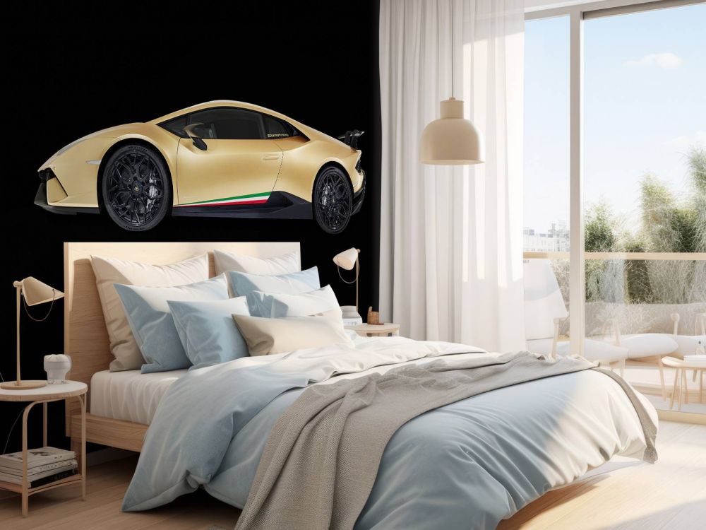Lamborghini Huracán - Zijkant, zwart