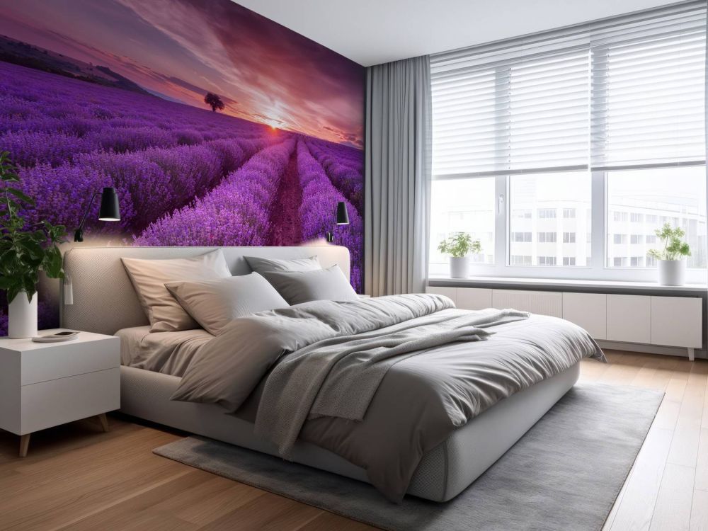 Veld met Lavendel en zon