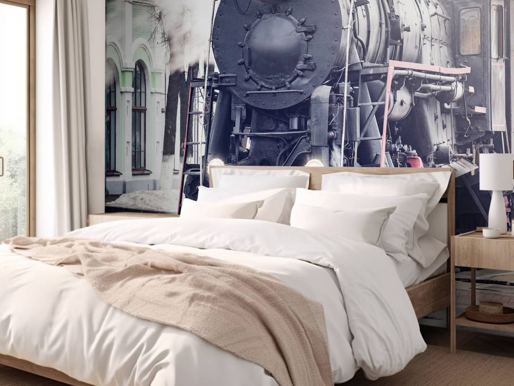 Stoomtrein met dampende stoom