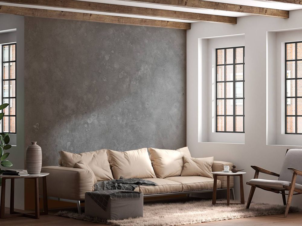 Behang met grijs beton