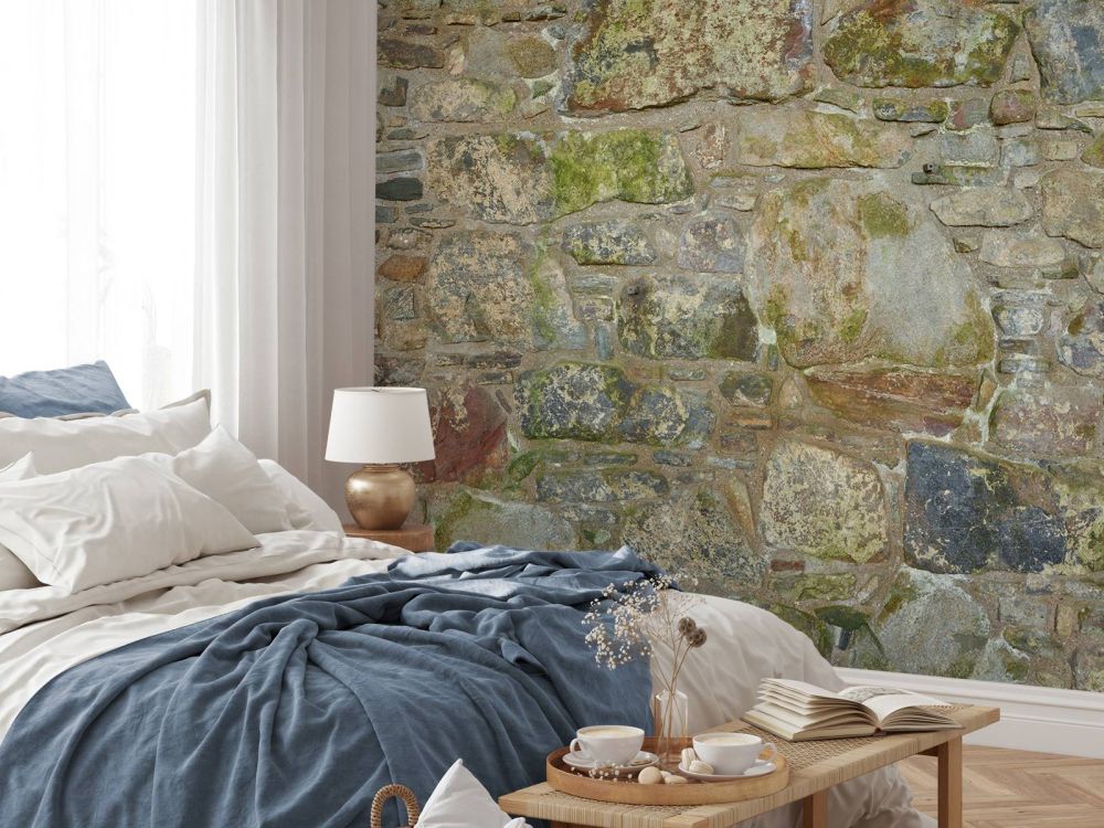 Oude muur met mos